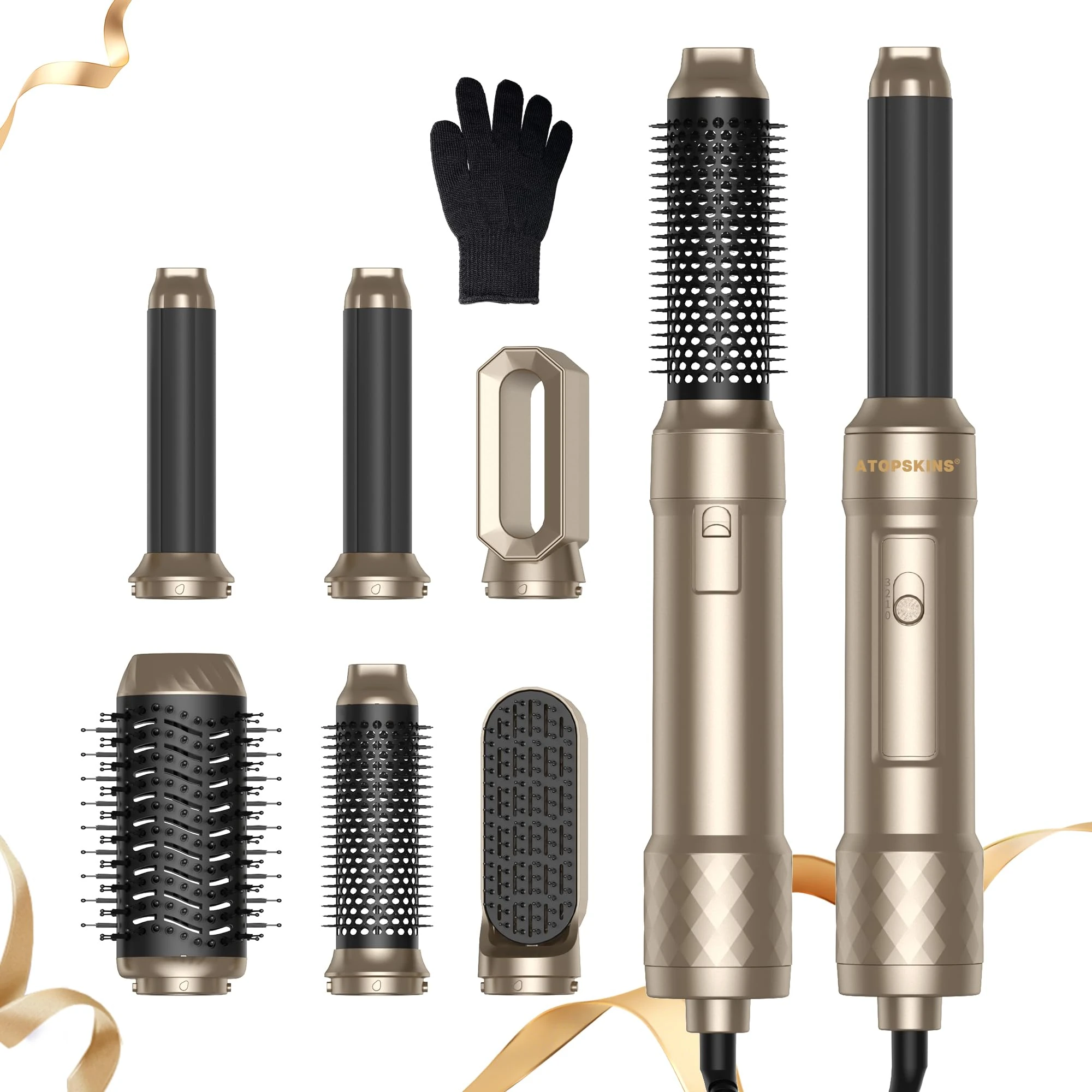 Pro 6 in 1 Hairstyler Set,Magic Styler New Upgrade Air Styler 60000RPM Hair Dryer Brush,Left&Right Magic Hair Curler,Curl, Straighten, Wavy, Smooth,Multi-Styler All in one,3 Temps Setting (50°-110℃)