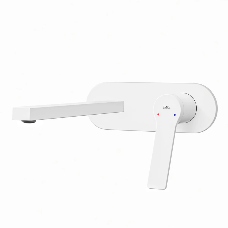 EMKE Modular Bathroom Sink Tap – Matte White Brass, Ceramic Cartridge, Aerator and Water Saving, 288 x 210 x 70 mm, Easy Installation, Modern Design - Image 1