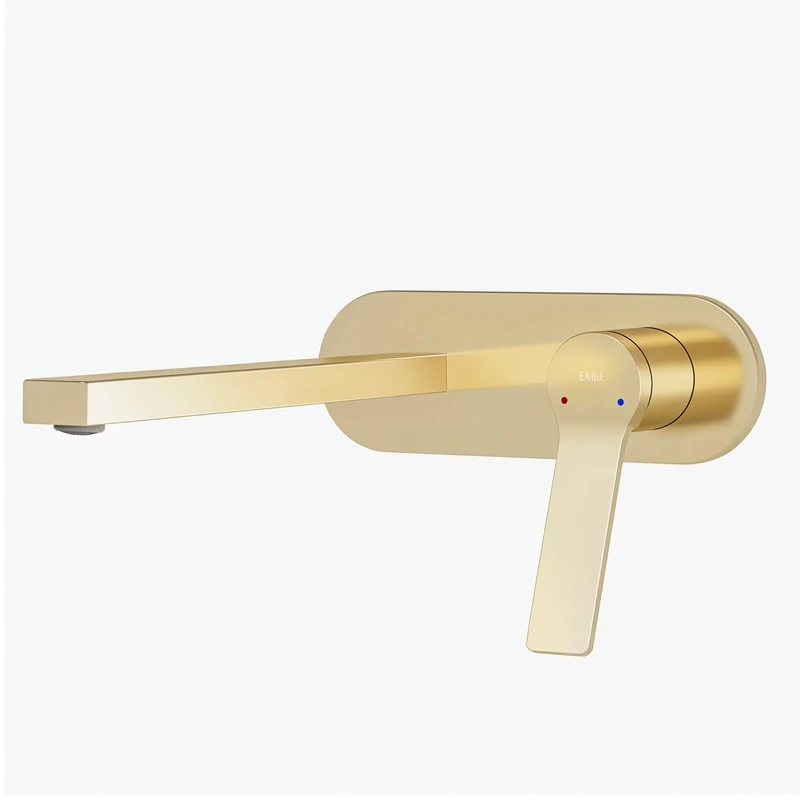 EMKE Modular Bathroom Sink Tap – Brass Gold Champagne, Ceramic Cartridge, Aerator and Water Saving, 288 x 210 x 70 mm, Easy Installation, Modern Design