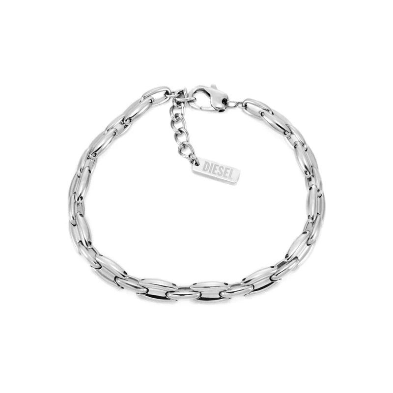 Diesel Men's Stainless Steel with lobster hook or fold over closure bracelet Steel Grey