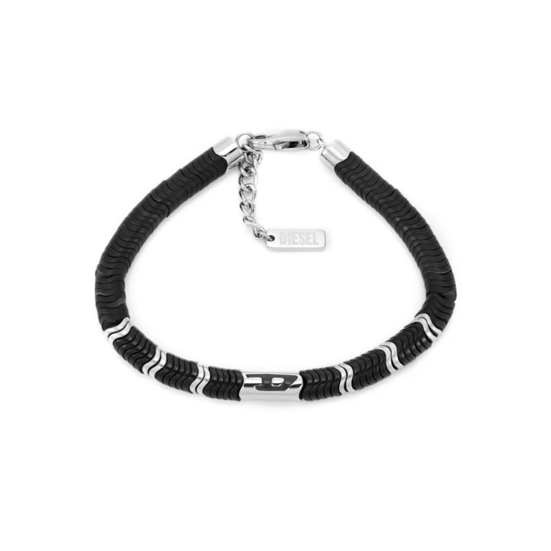 Diesel Men's Stainless Steel with lobster hook or fold over closure bracelet Roman silver