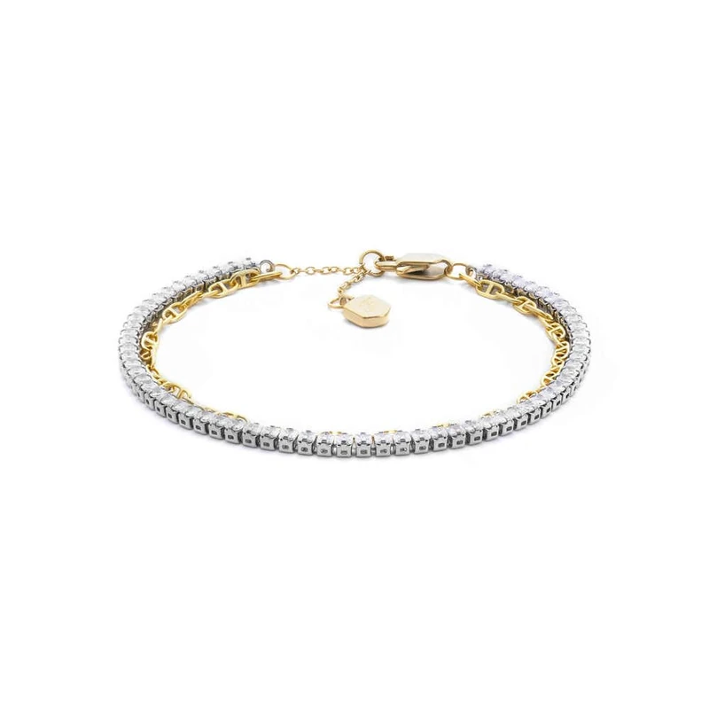 Fossil Women's brass with lobster clasp closure double chain bracelet