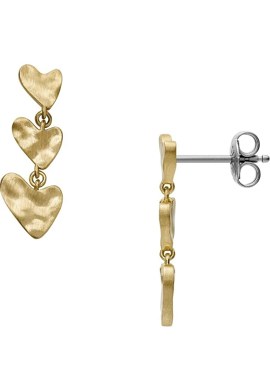 Skagen Women's Anja Hearts Gold-Tone Brass Earring, SKJ5011710