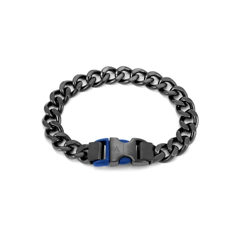 Armani Exchange Men's Stainless Steel Buckle Clasp closure bracelet, Graphite