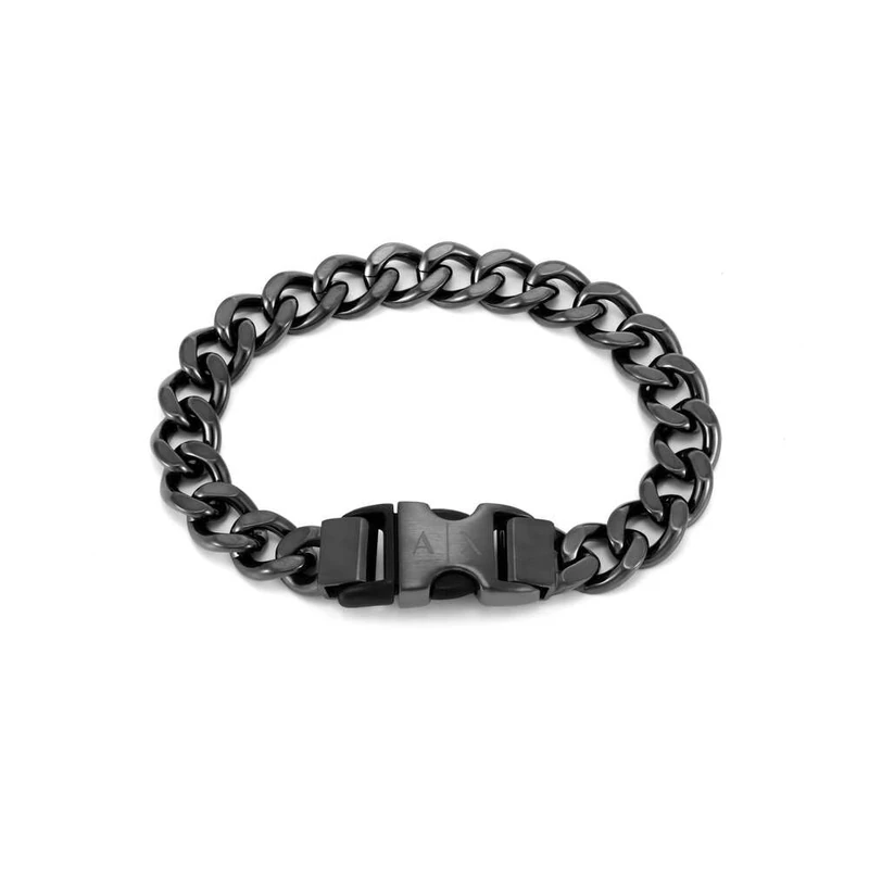 Armani Exchange Men's Stainless Steel Buckle Clasp closure bracelet, Matte Black