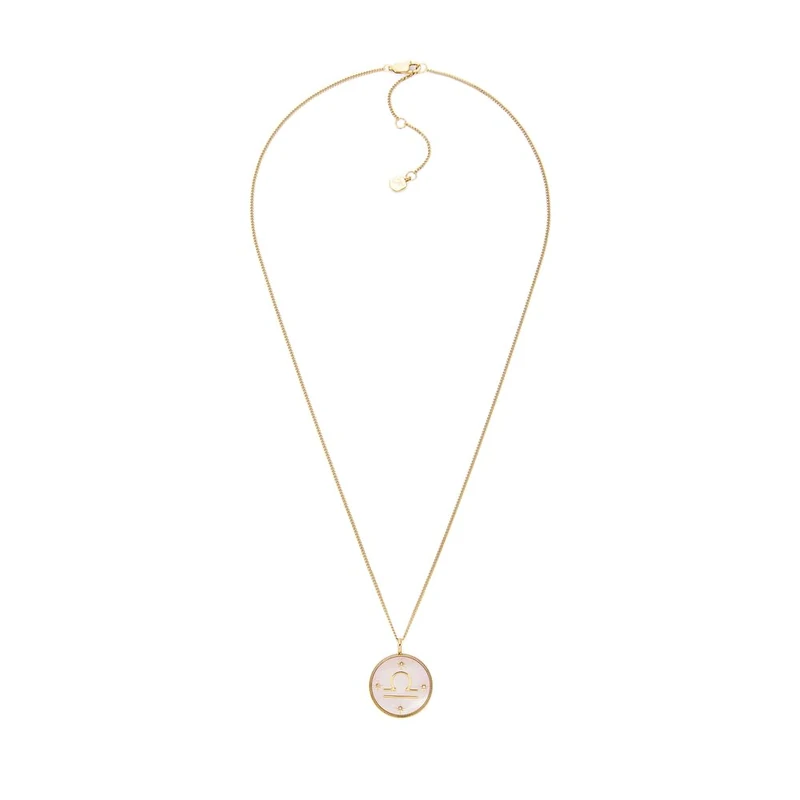 Fossil Women's Stainless Steel with lobster clasp closure Round zodiac pendant necklace