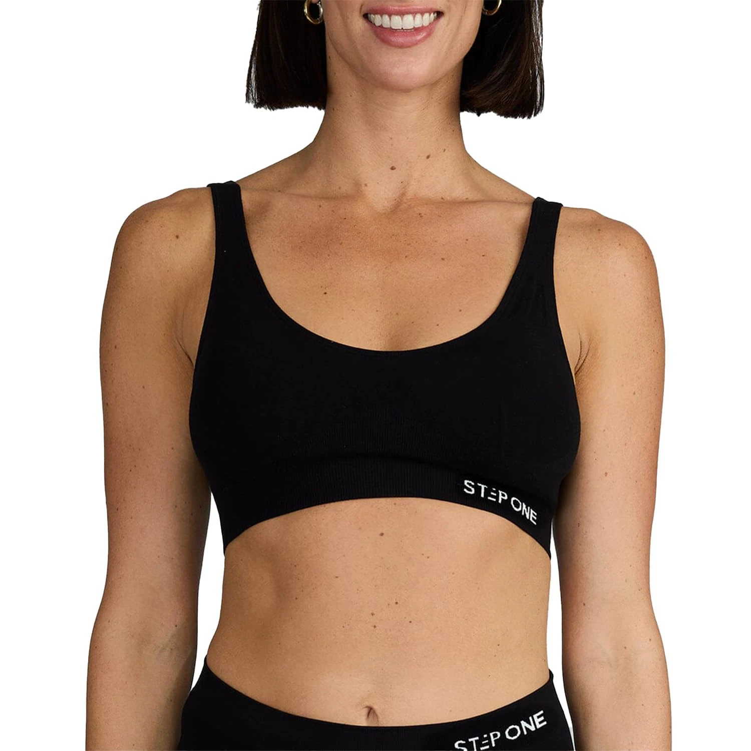 STEP ONE Smoothfit Bra. Ultra-Soft Women's Everyday Bra, Lifts & Supports and Feels Invisible on, Breathable Bamboo Moisture Wicking with Removable Cups Black Large