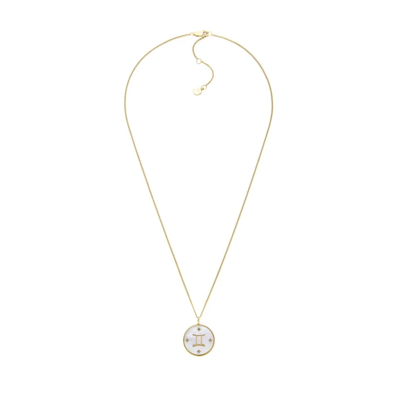 Fossil Women's Stainless Steel with lobster clasp closure Round zodiac pendant necklace