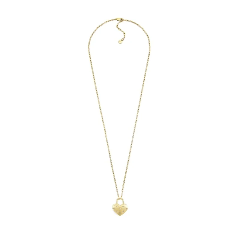 Fossil Women's gold tone Stainless Steel with lobster clasp closure heart shaped pendant necklace