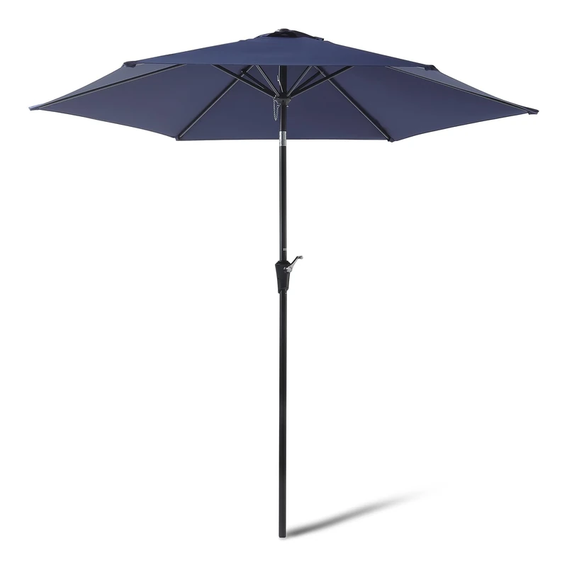 Amazon Basics Patio Umbrella, Crank Lift and Push Button Tilt, 305 cm, Navy