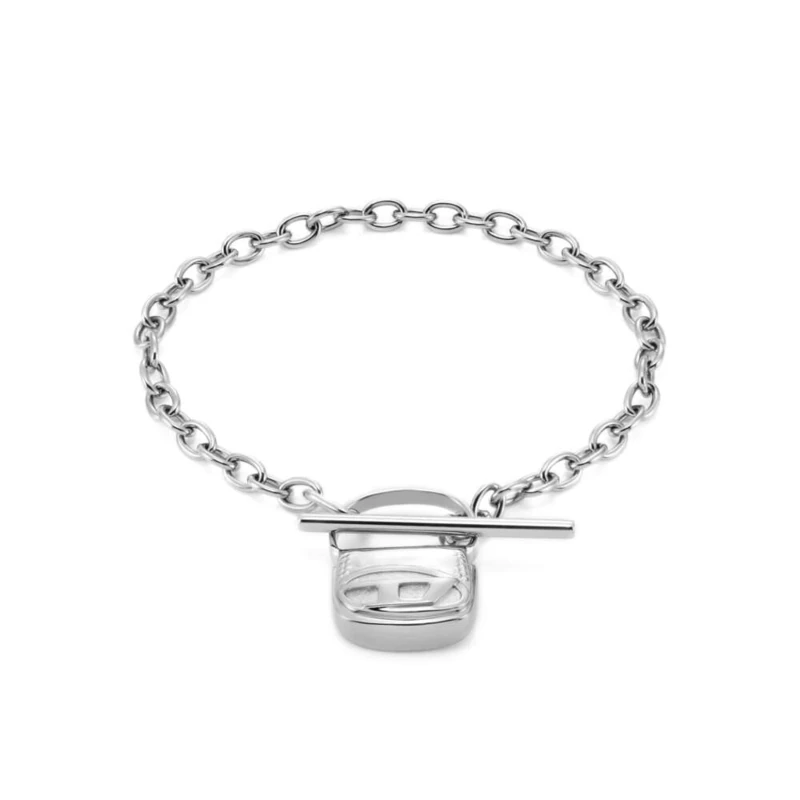 Diesel Men's Stainless Steel Toggle clasp closure Bracelet Sonic Silver