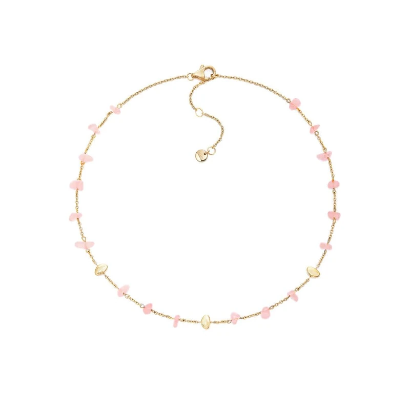 Skagen Women's Stainless Steel or Semi precious with lobster clasp necklace, Gold and pink