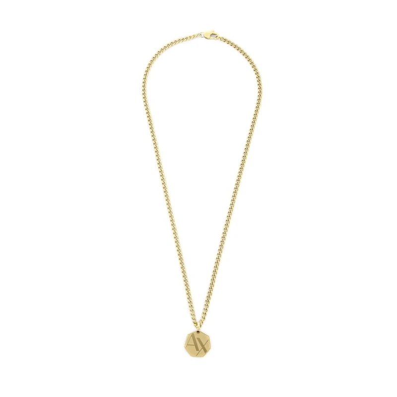 Armani Exchange Men's Stainless Steel with lobster clasp closure necklace, Matte Gold