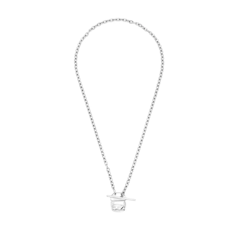 Diesel Men's Stainless Steel with Toggle clasp closure necklace Silver Grey