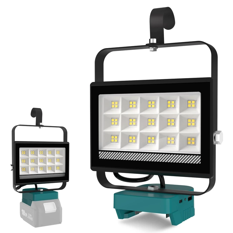 T-SUN Cordless LED Work Light for Ma-Kita 18V Battery, 60W Portable Jobsite Flood Light with USB Charging Port, Indoor Outdoor Flashlight Spotlight for Camping/Emergency/Garage/Repairing(No Battery)