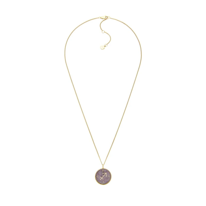 Fossil Women's Stainless Steel with lobster clasp closure Round zodiac pendant necklace