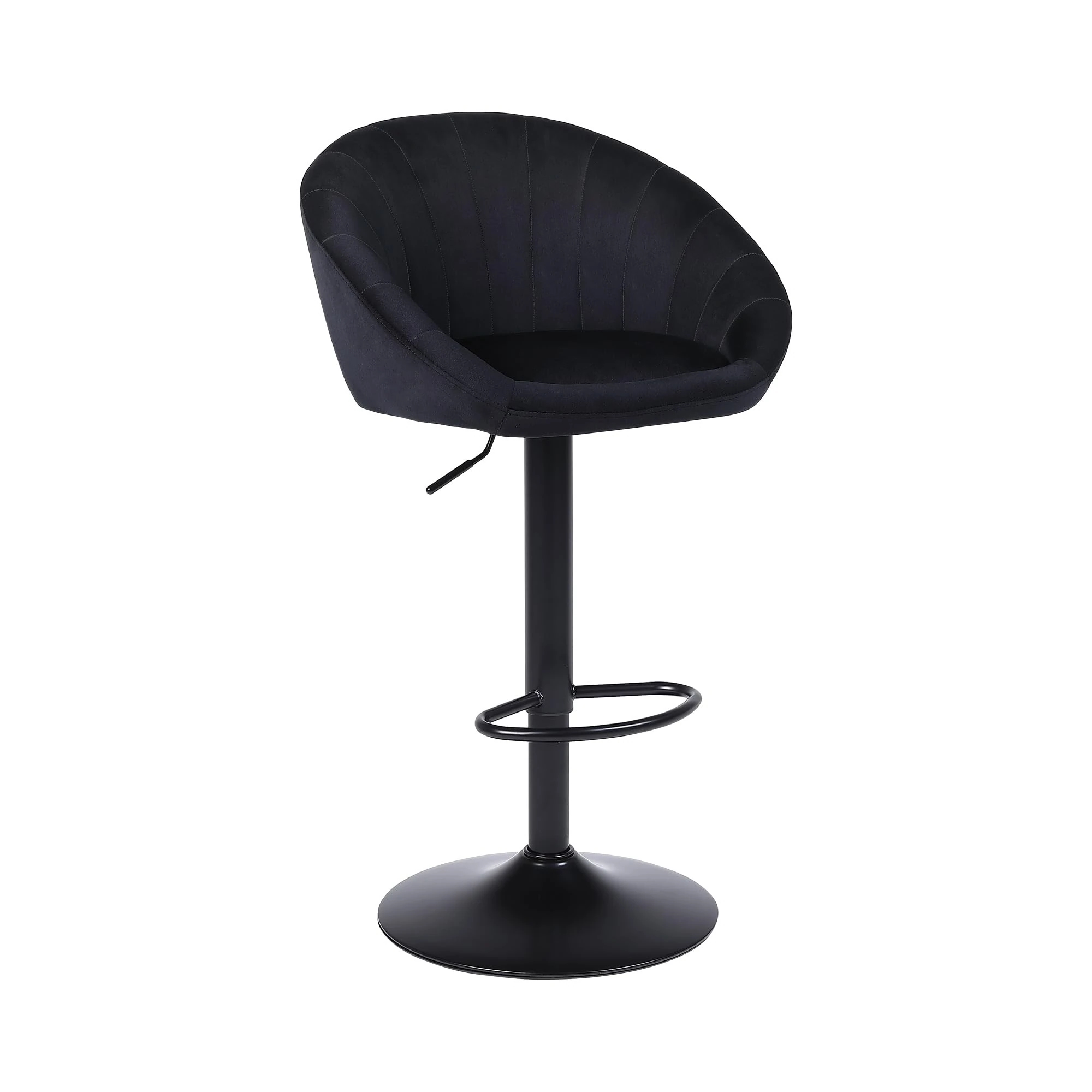 YERAIRR Bar Stool Set of 1, Kitchen Stools Velvet, Breakfast Bar Stool with Backrest, Modern Swivel Barstool, Height Adjustable, Black