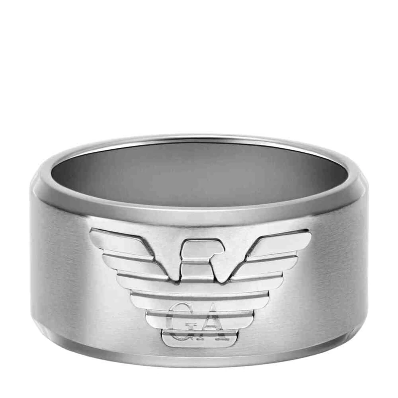 Emporio Armani Men's Silver-Tone Stainless Steel Ring, EGS316604011