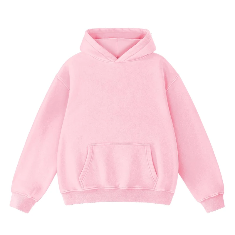 FAIABLE Womens Oversized Acid Wash Hoodie Unisex Heavyweight Cotton Hoodies Fleece Vintage Washed Sweatshirt Women Men, Pale Pink, Medium