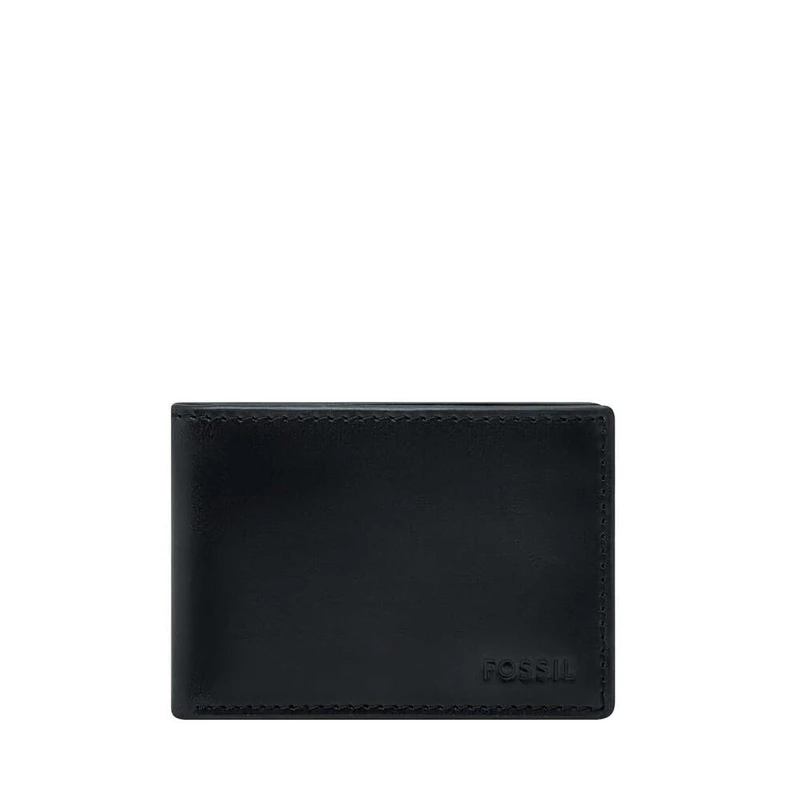 Fossil Men's Derrick Black Leather Front Pocket Wallet, ML4702001