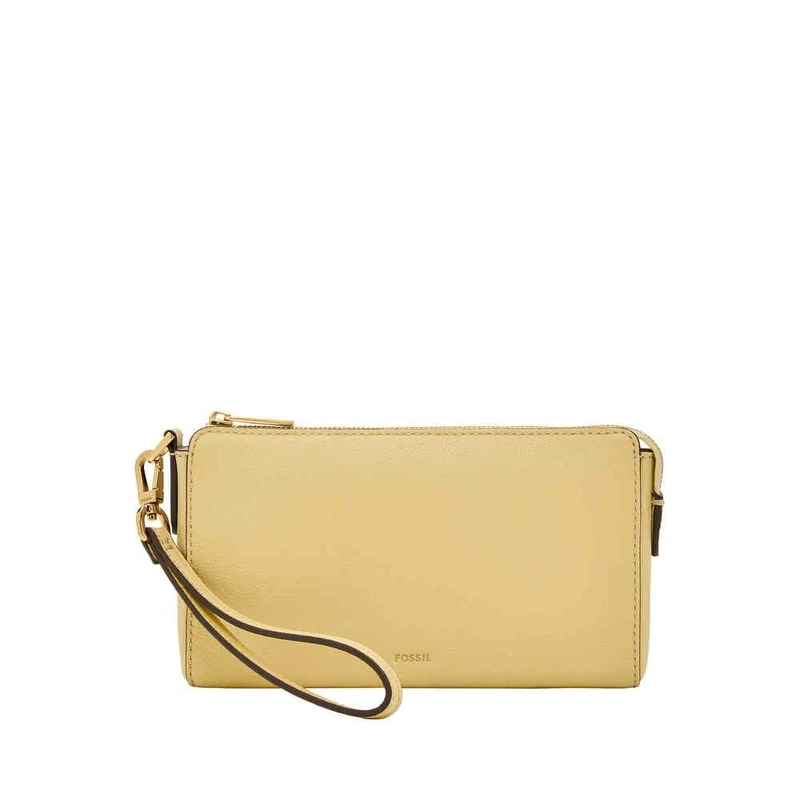 Fossil Women's Yellow Leather Wristlet, SLG1619746
