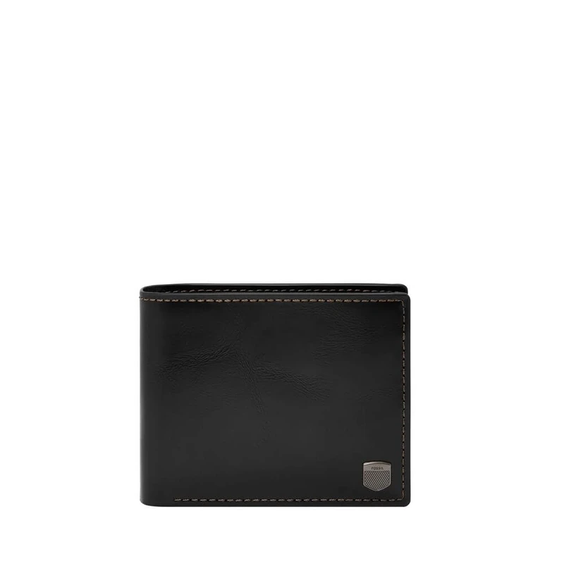 Fossil Men's Hayes Black Leather Bifold Wallet, ML4689001