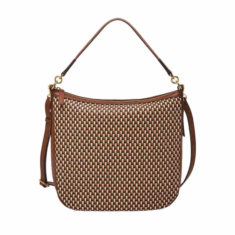 Fossil Women's Jolie Hobo Bag, Brown Stripes, 30.48L x12.7Wcm x33.02 H cm