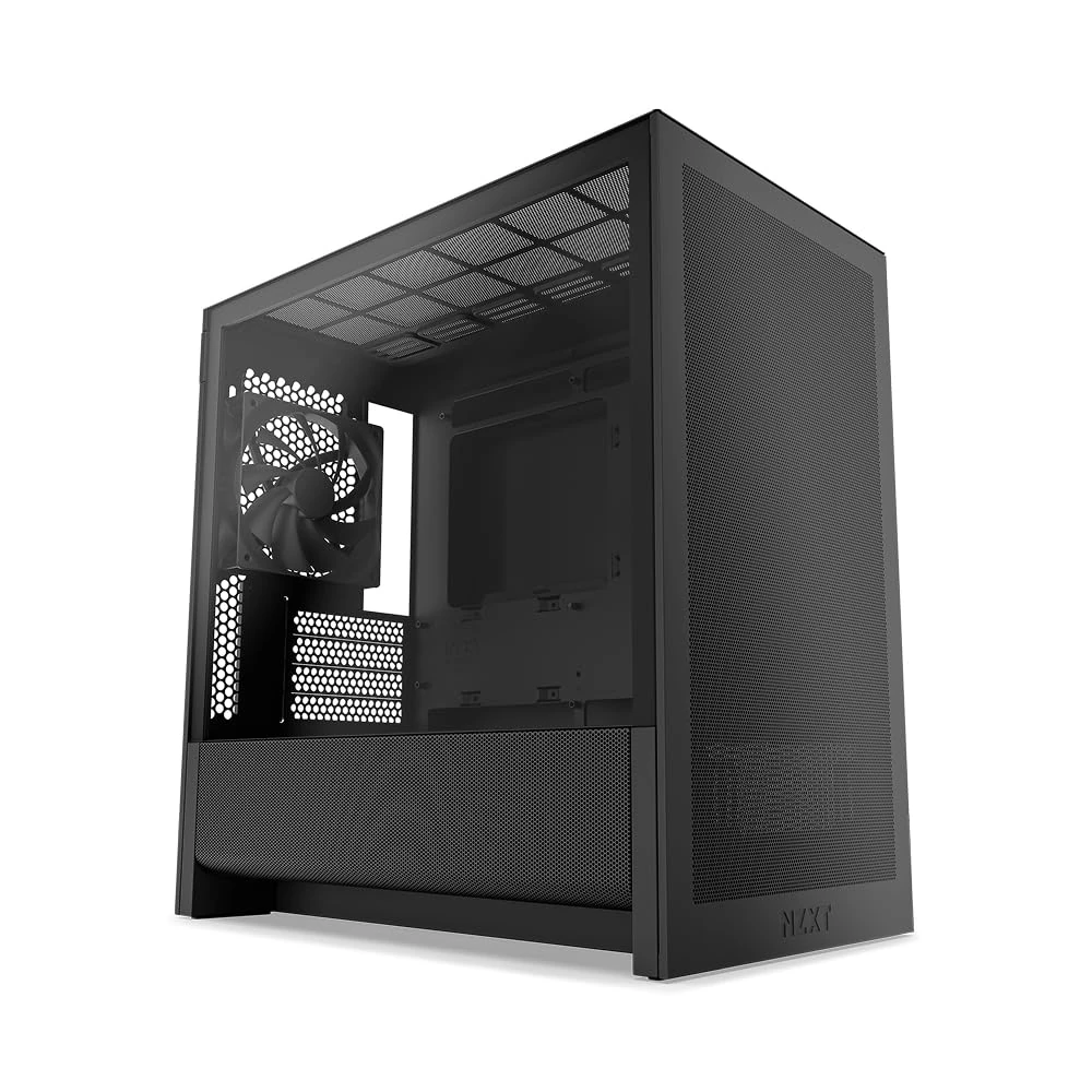 NZXT H3 Flow – Micro-ATX PC Case – Optimized Airflow – Includes 1 x 120mm Rear Fan – Supports Full-Sized GPUs – Fits 280mm Front, 240mm Top Radiator – Back-Connect Motherboard – Black
