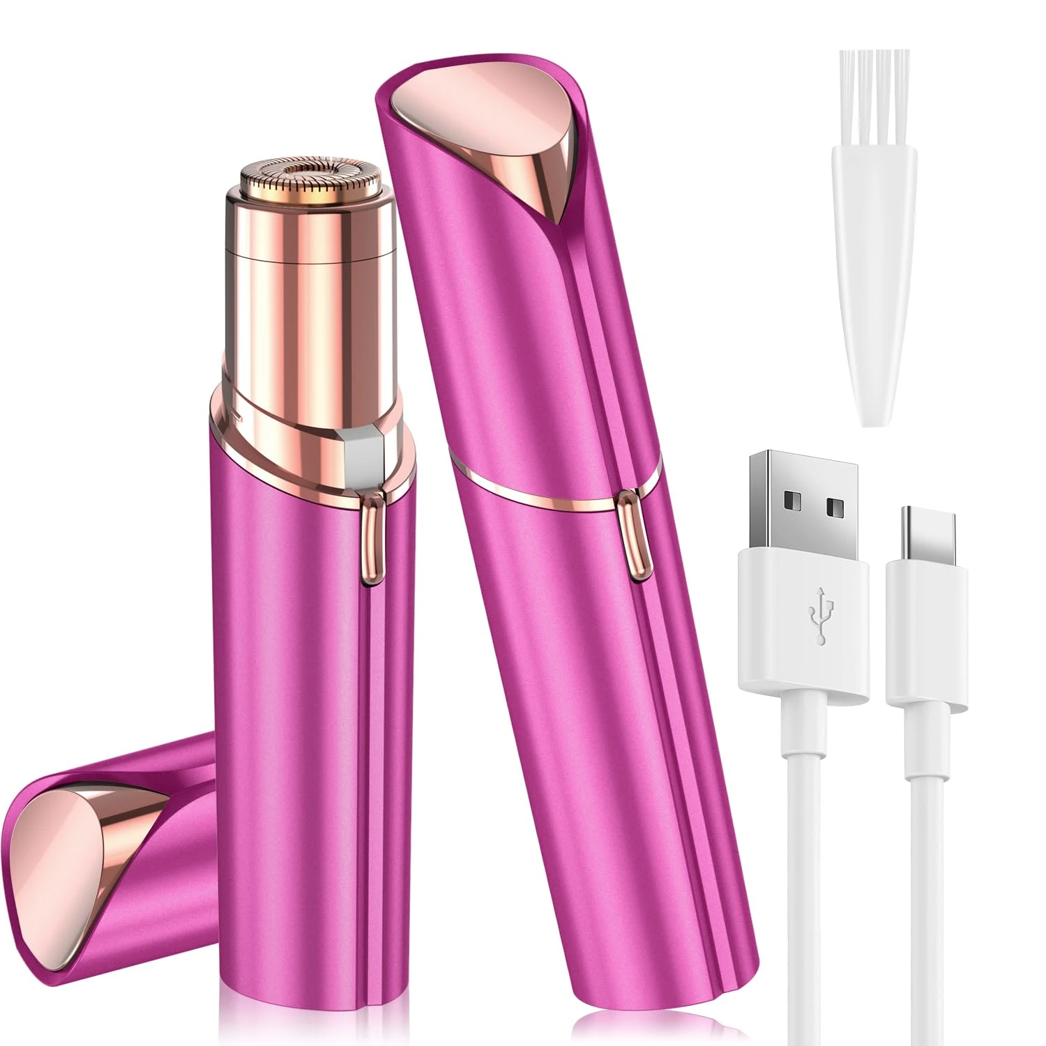 Vexloria Facial Hair Remover for Women, Face Hair Trimmer, Rechargeable Women's Facial Shaver, Painless Lady Shavers -Rose Red