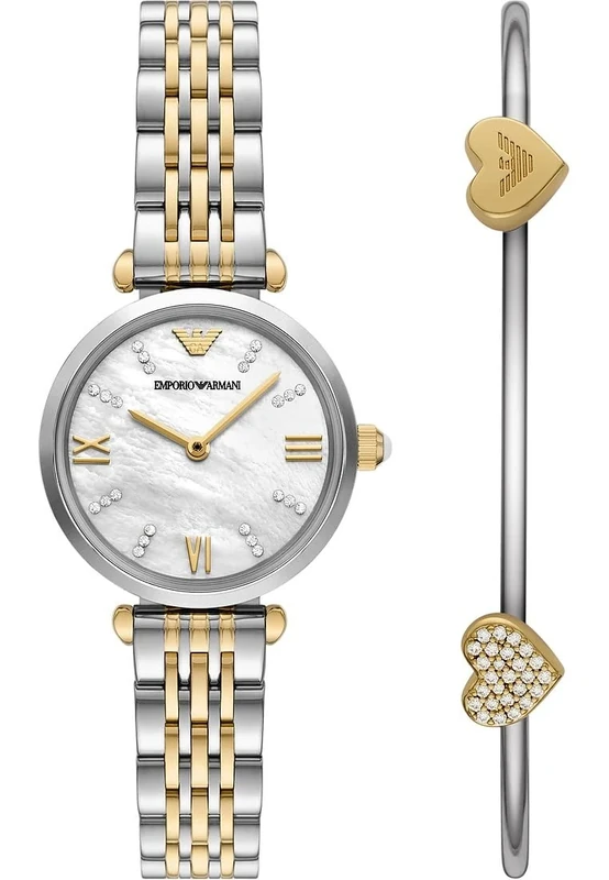 Emporio Armani Women's Analog Quartz Watch with Stainless Steel Strap AR80078SET