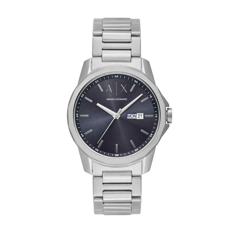 Armani Exchange Watch for Men, Quartz Three Hand Day Date Movement and 44mm Case Size with Stainless Steel or Leather Strap
