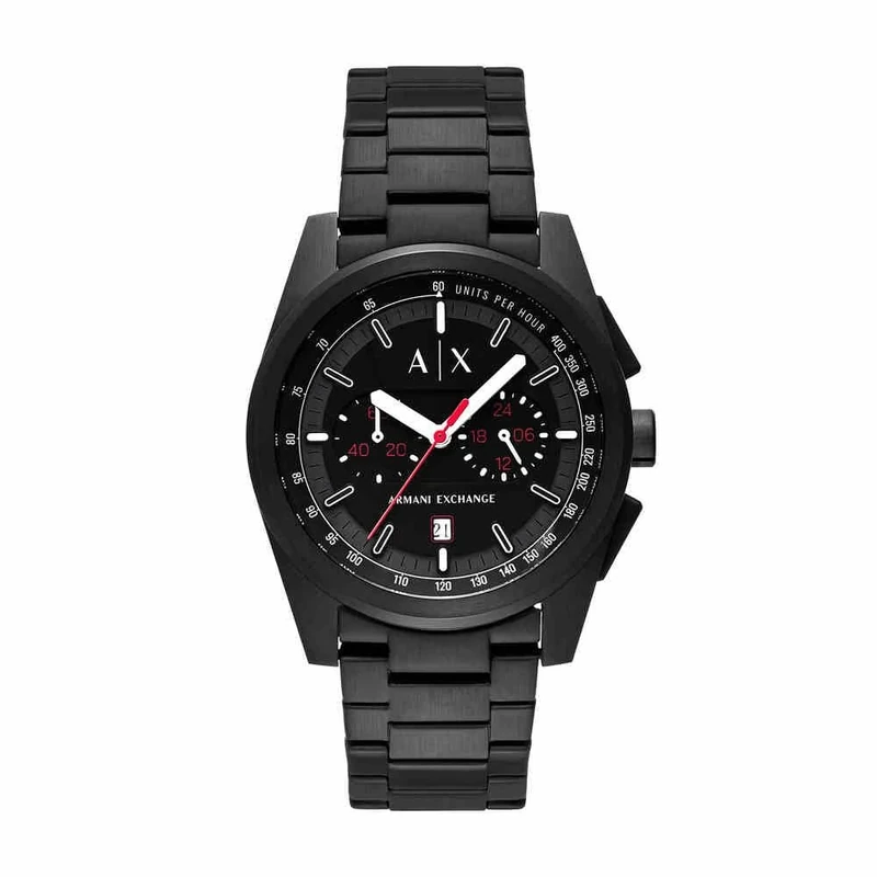 Armani Exchange Watch for Men, Quartz Chronograph Movement and 42mm Case Size with Stainless Steel Strap, Charcoal Black