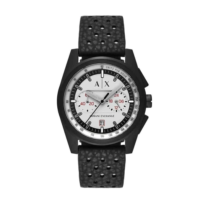 Armani Exchange Watch for Men, Quartz Chronograph Movement and 42mm Case Size with Silicone Strap, Matte Black
