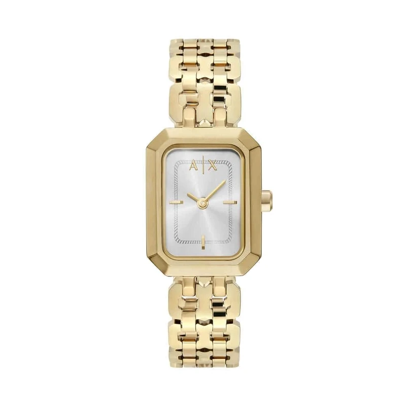Armani Exchange Watch for Women, Quartz Two Hand Movement and 27mm Case Size with Stainless Steel Strap, Light Gold