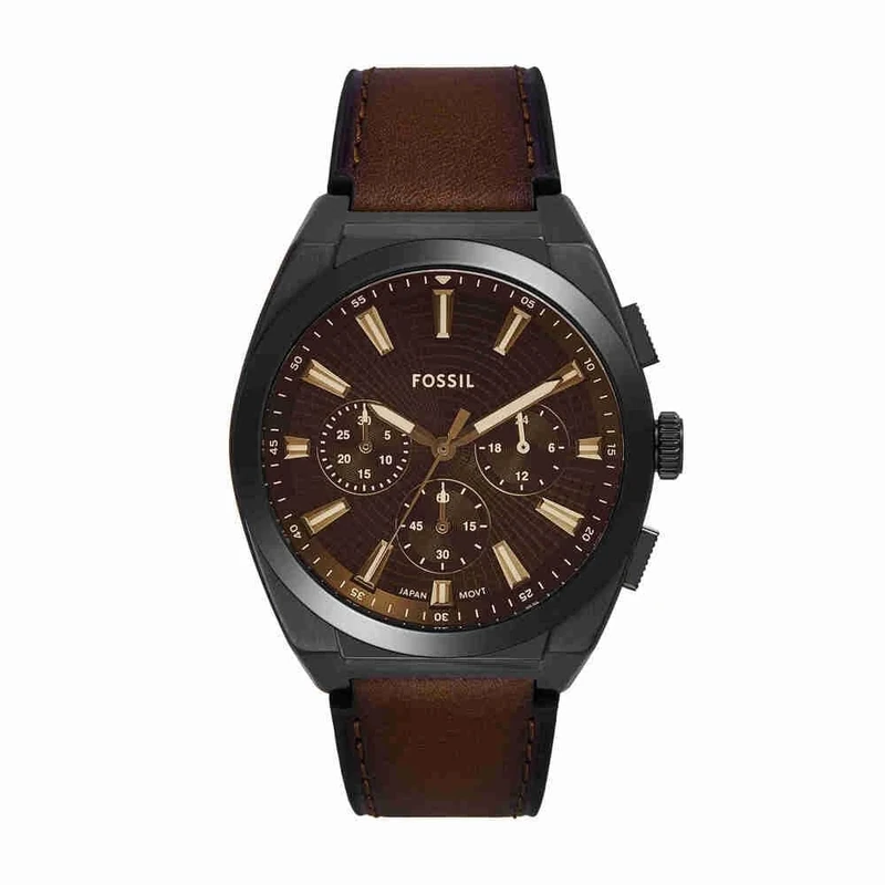 FOSSIL Everett Watch for Men, Quartz Chronograph Movement with Stainless Steel or Leather Strap