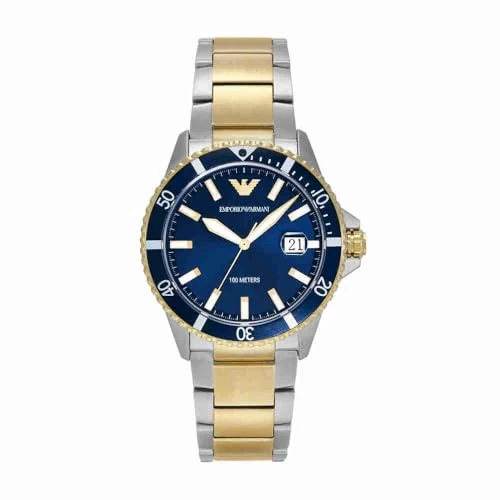 Emporio Armani Watch for Men, Quartz Three Hand Date Movement and 42mm Case Size with Stainless Steel Strap