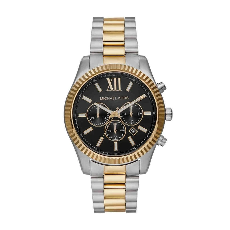 Michael Kors Lexington Watch for Men, 44mm Quartz Chronograph Movement with Stainless Steel Strap