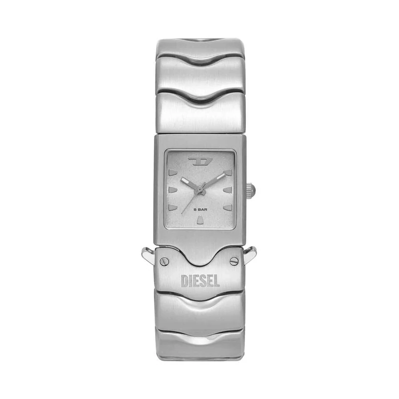 Diesel Closer Watch for Men, Solar Powered Quartz Movement with Silicone, Stainless Steel or Leather Strap, Silver Tone, 22MM