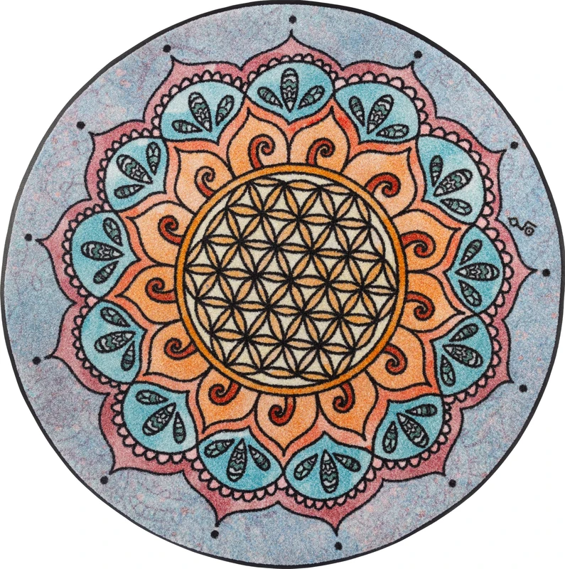 Wash+Dry Harmony Pattern Doormat, 115 x 115 cm, Washable for Indoor and Outdoor Use - Image 1