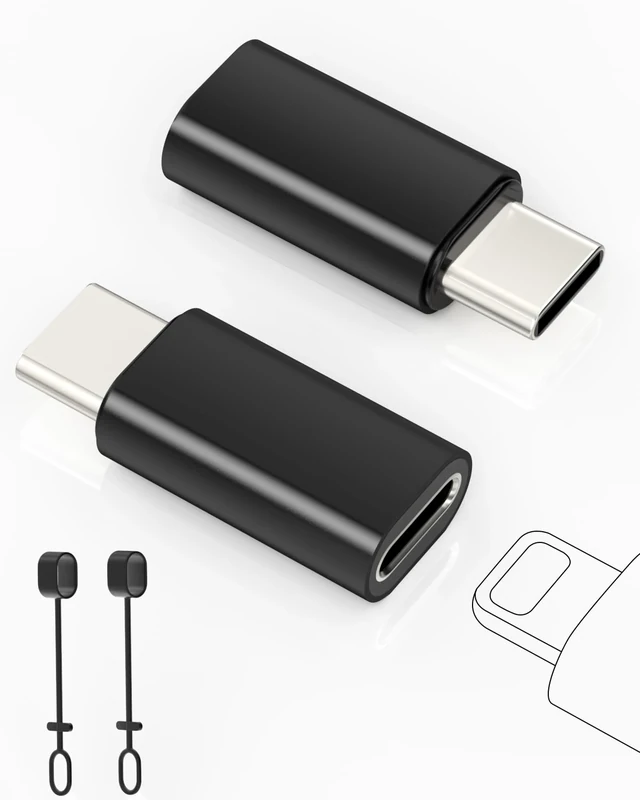 layajia 2 Pack Lightning to USB C Adapter for iPhone 15/16/16 Pro Max, Samsung S25, Support Charging and Data Transfer, Type C Charger Connector Cable, Not for Audio/OTG/Headphone/Square Reader, Black