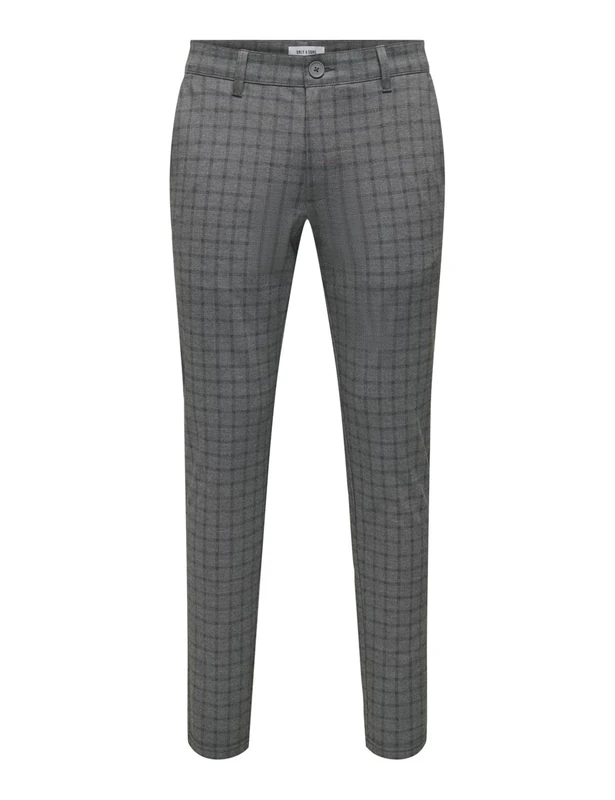 ONLY & SONS Onsmark Check 020922 Pant, Grey Pinstripe, 32 W/34 L