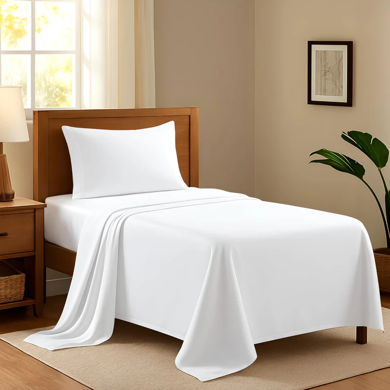 Ashton Sheets 100% Egyptian Cotton Twin XL Bed Sheets Set - Luxury 600 Thread Count Egyptian Cotton Sheets for Twin XL Size Bed, Soft, Cooling Deep Pocket Hotel-Quality Sateen Bedding (3 Pc, White)
