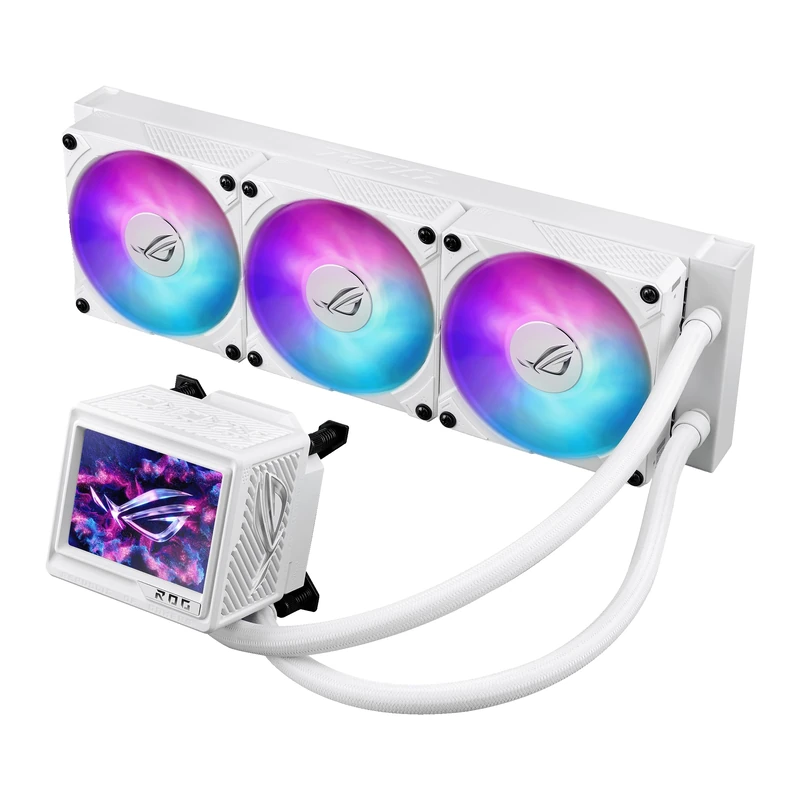 Asus ROG Ryujin III 360 ARGB Extreme 360mm Liquid CPU Cooler, 3x Enhanced Magnetic ROG ARGB Fans, Upgraded Customisable 3.5" LCD Display, White