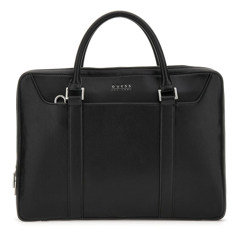 GUESS Men Parma Document CASE W Handles Hand Bag, Black, One Size - Image 1