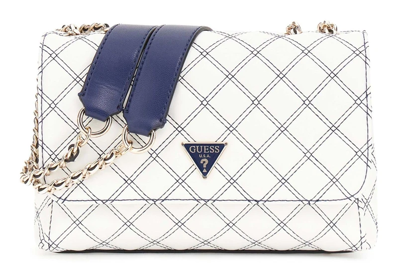 GUESS Women Cruise Vibe CNVRTBLE XBDY Flap Hand Bag, White/Navy, One Size