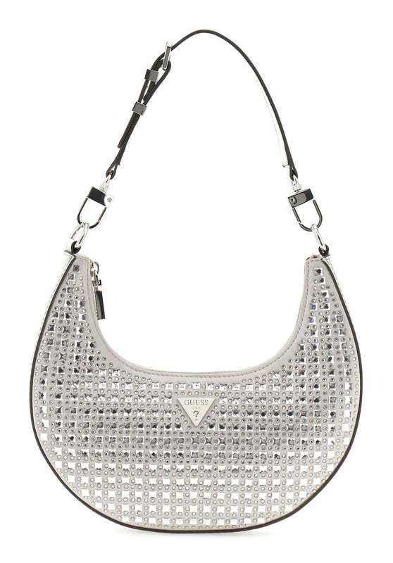 GUESS Women LUA Small HOBO Hand Bag, Silver, One Size