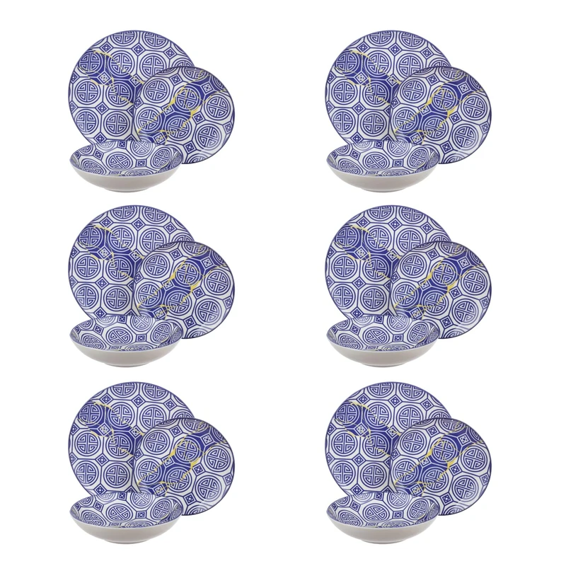 Arca Tableware 18 Plates Blue Porcelain Decor Tokyo - Image 1