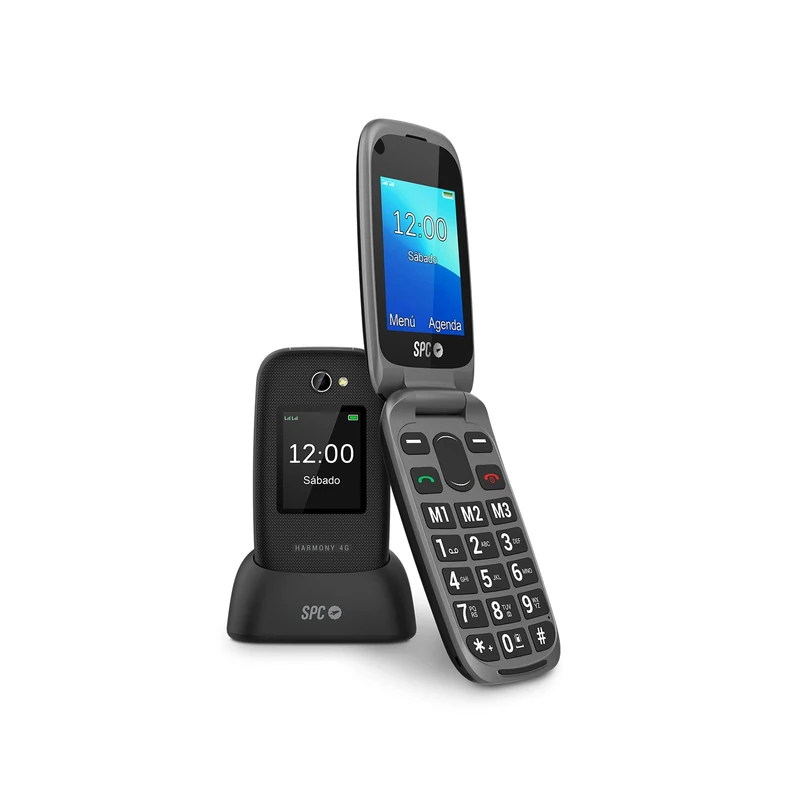 SPC Harmony 4G Mobile Phone Cover for Elderly, Easy to Use with Large Keys, Compatible Headphones, Remote Setting, SOS Button, Volume Ringer High, Charging Dock, No Charger – Black - Image 1