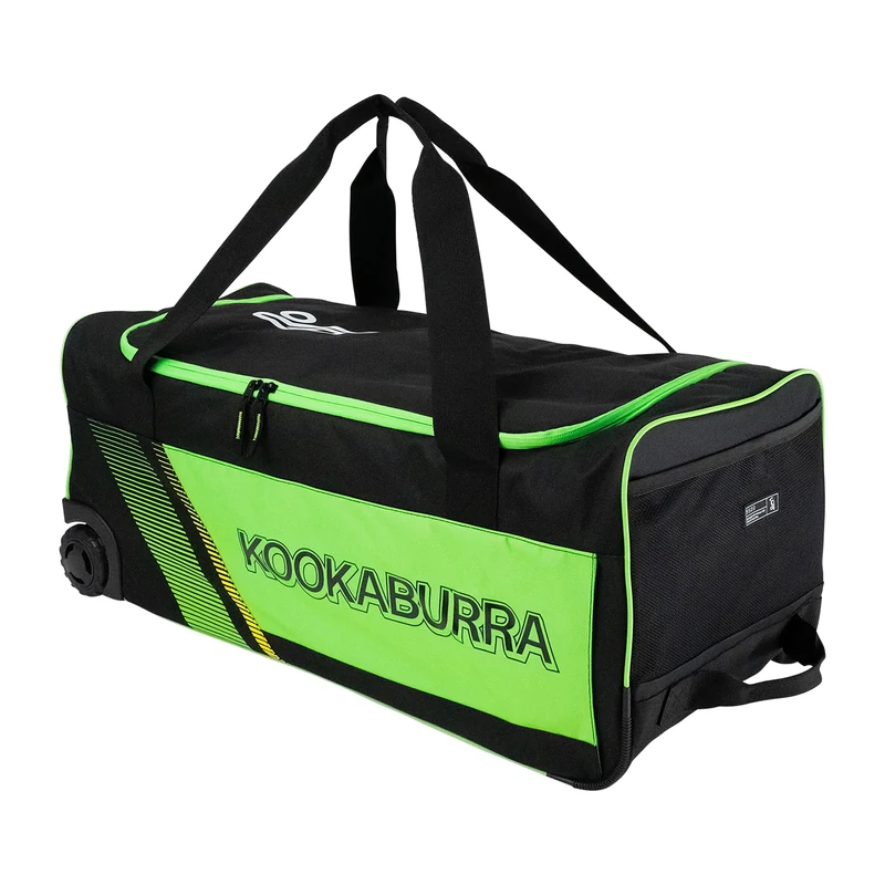 Kookaburra 9500 Wheelie Cricket Bag - Black/Neon Green, 700mm x 310mm x 280mm