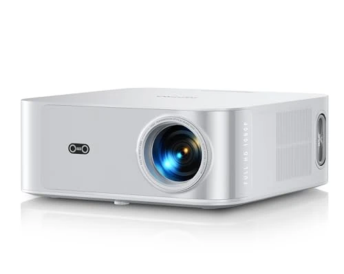 NetfIix Officially & 36W DoIby AudioProjector, 1200ANSI Smart Projectors 4K Supported with Auto Focus & Keystone, Two-Way Bluetooth WiFi Projector Built-in Apps (White)